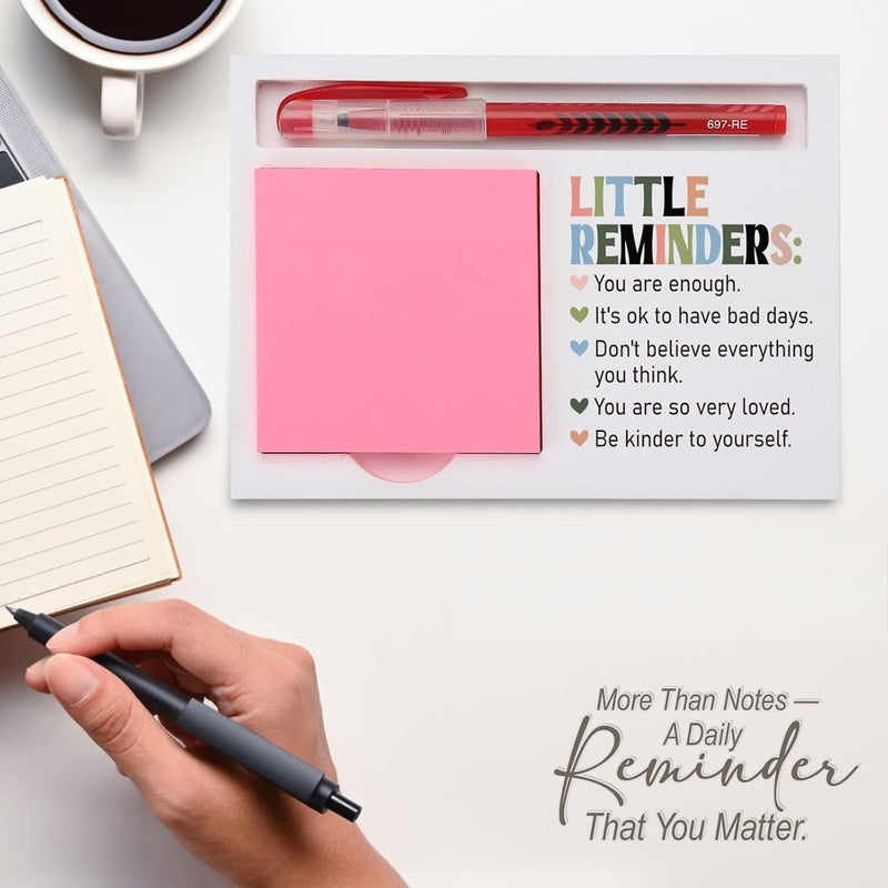 EFFJNSG Little Reminders Sticky Note Holder for Desk, Encouragement Gift for Friend, Coworker, Therapist, Teen Girl, Positive Affirmation Office Decor Note Pad Organizer for Women EDP229 - Image 3